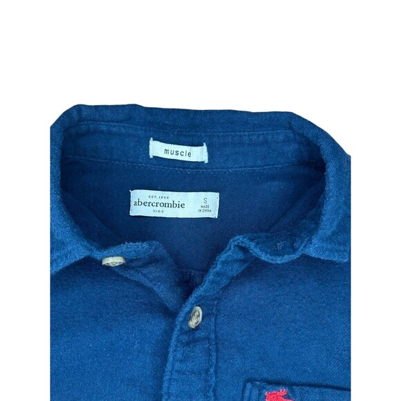 Abercrombie Kids Navy Flannel Button Down Size Small - Picture 2 of 4